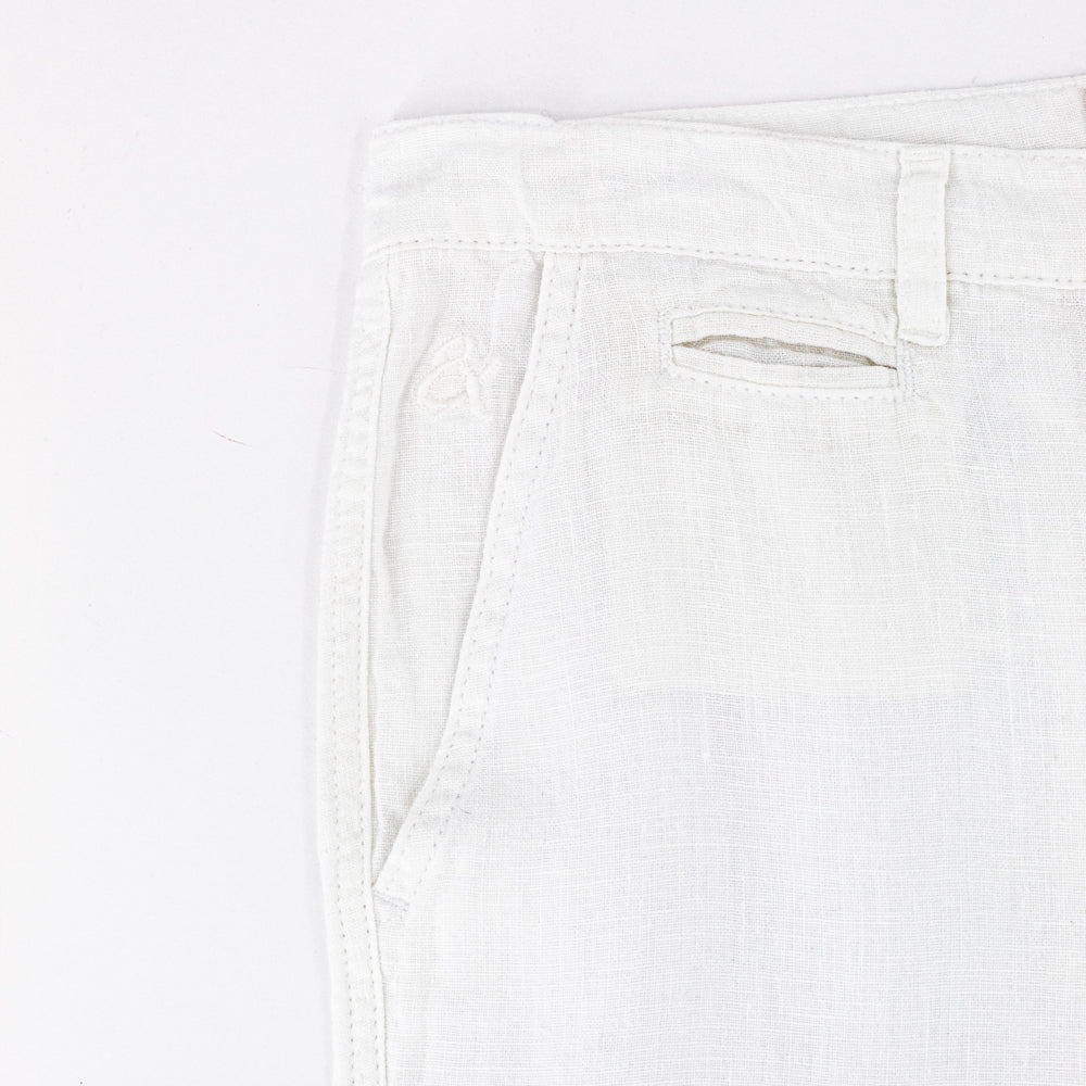 White Linen Slim Fit Shorts Shorts Eight-X