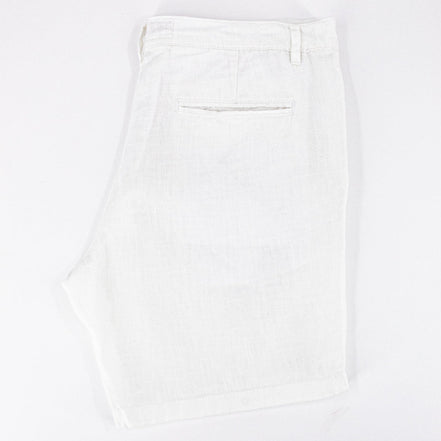 White Linen Slim Fit Shorts Shorts Eight-X