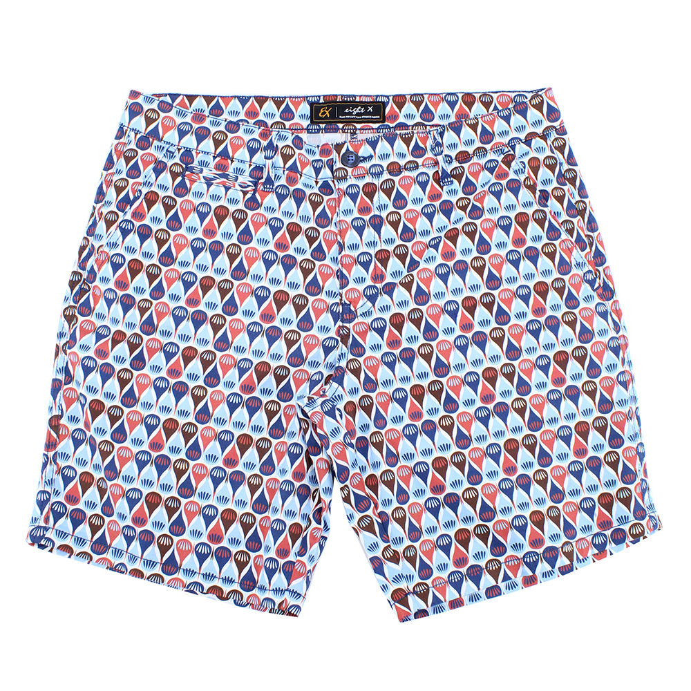 Retro Blue Print Shorts Chino Shorts EightX