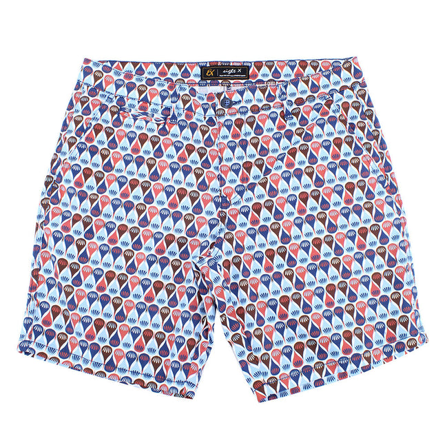 Retro Blue Print Shorts Chino Shorts EightX