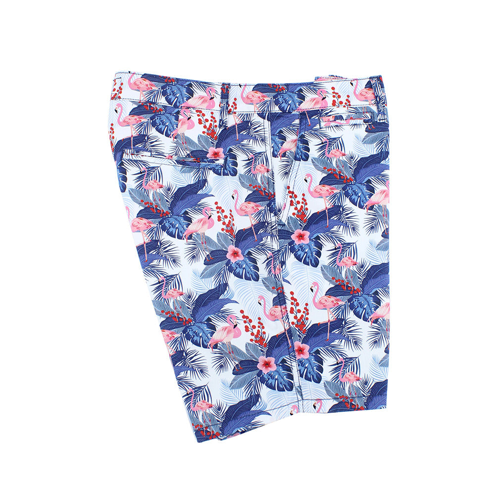 Blue Flamingo Print Shorts Shorts EightX