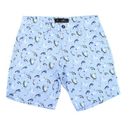Sky Blue Crane Print Shorts Chino Shorts EightX