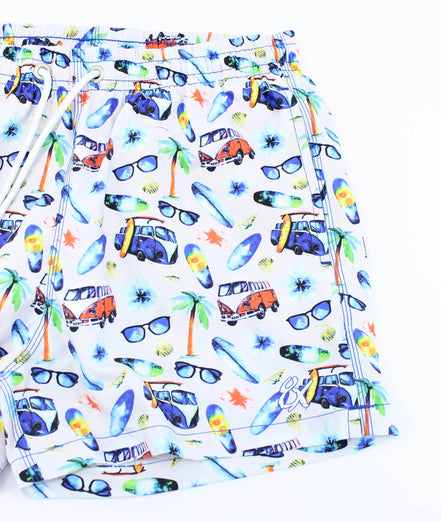 Surf City Print Swim Trunks Swim Trunks EightX