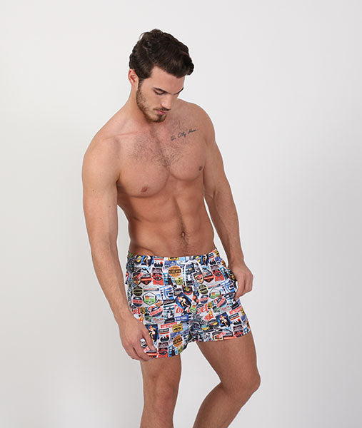 American Road Trip Print Swim Trunks Swim Trunks EightX