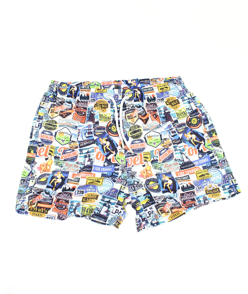 American Road Trip Print Swim Trunks Swim Trunks EightX