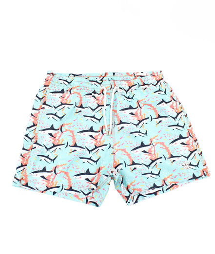 Shark Print Swim Trunks Swim Trunks EightX