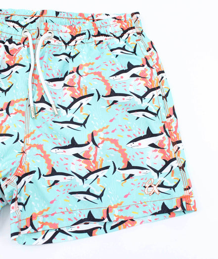 Shark Print Swim Trunks Swim Trunks EightX