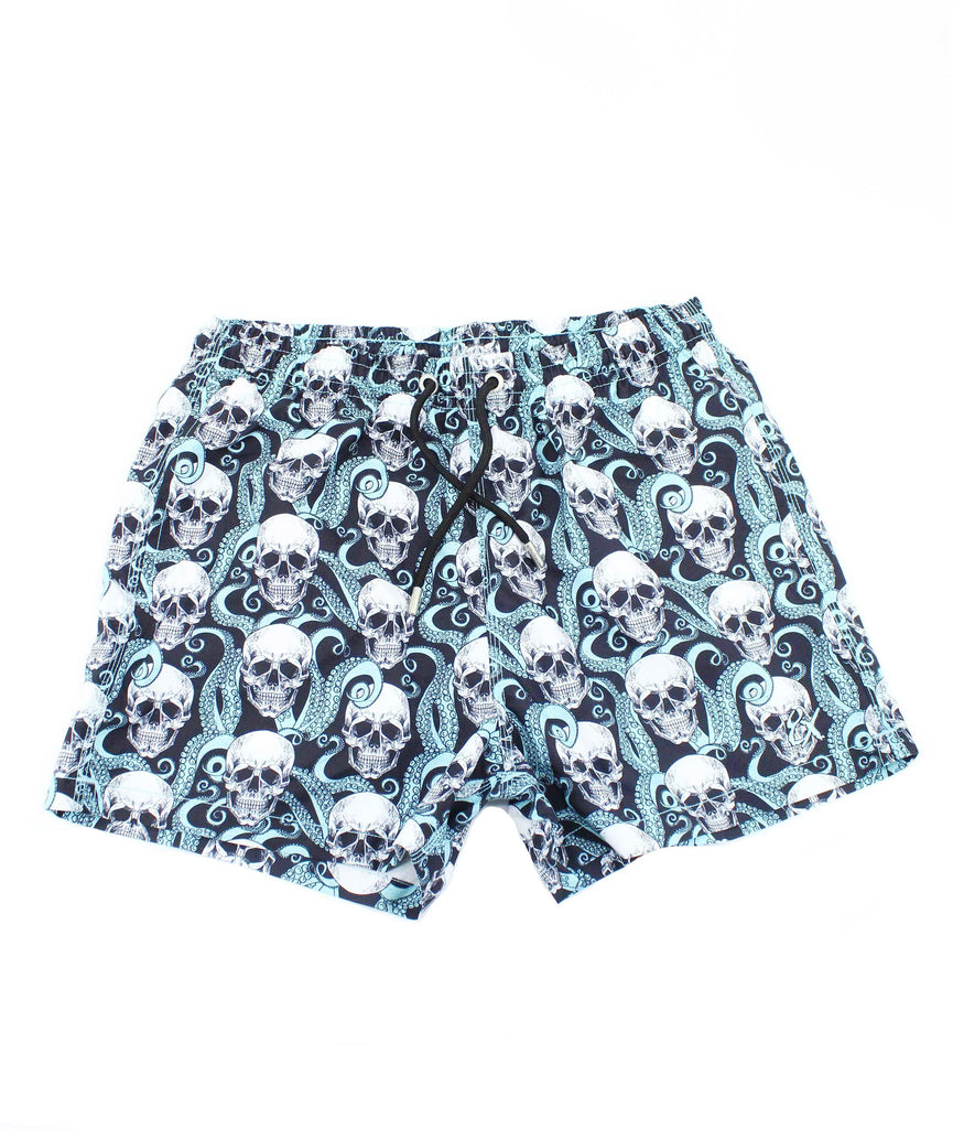Kraken Skulls Print Swim Trunks Swim Trunks EightX