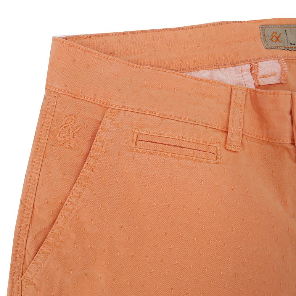 Orange Slim Fit Jacquard Shorts Chino Shorts Eight-X
