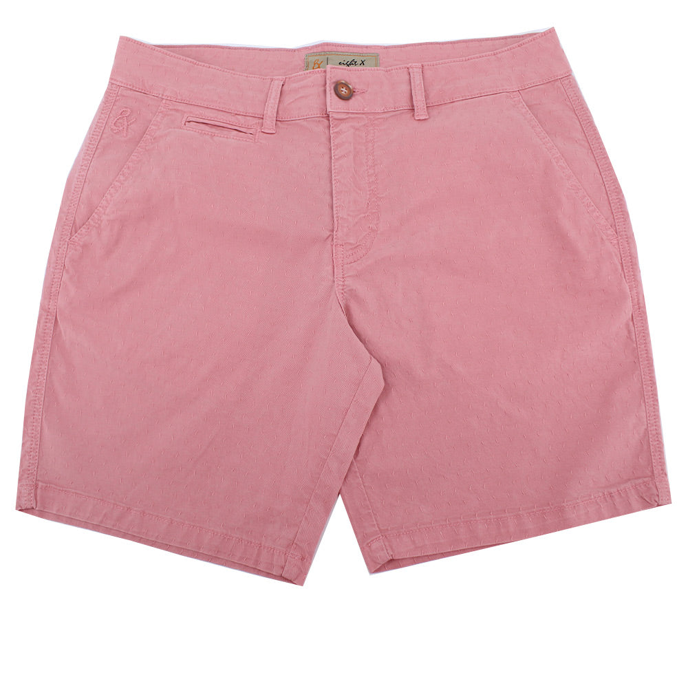 Pink Slim Fit Stretch Jacquard Shorts Chino Shorts Eight-X