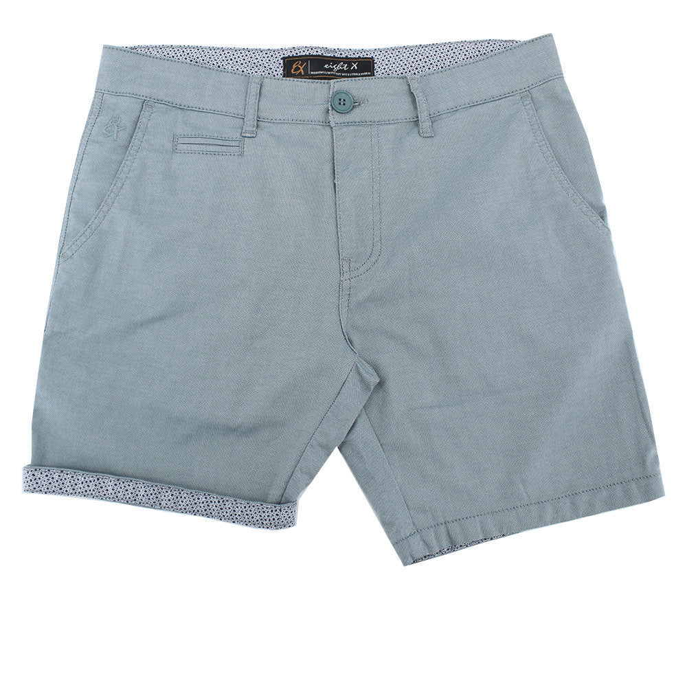 Green Slim Fit Textured Shorts Shorts Eight-X
