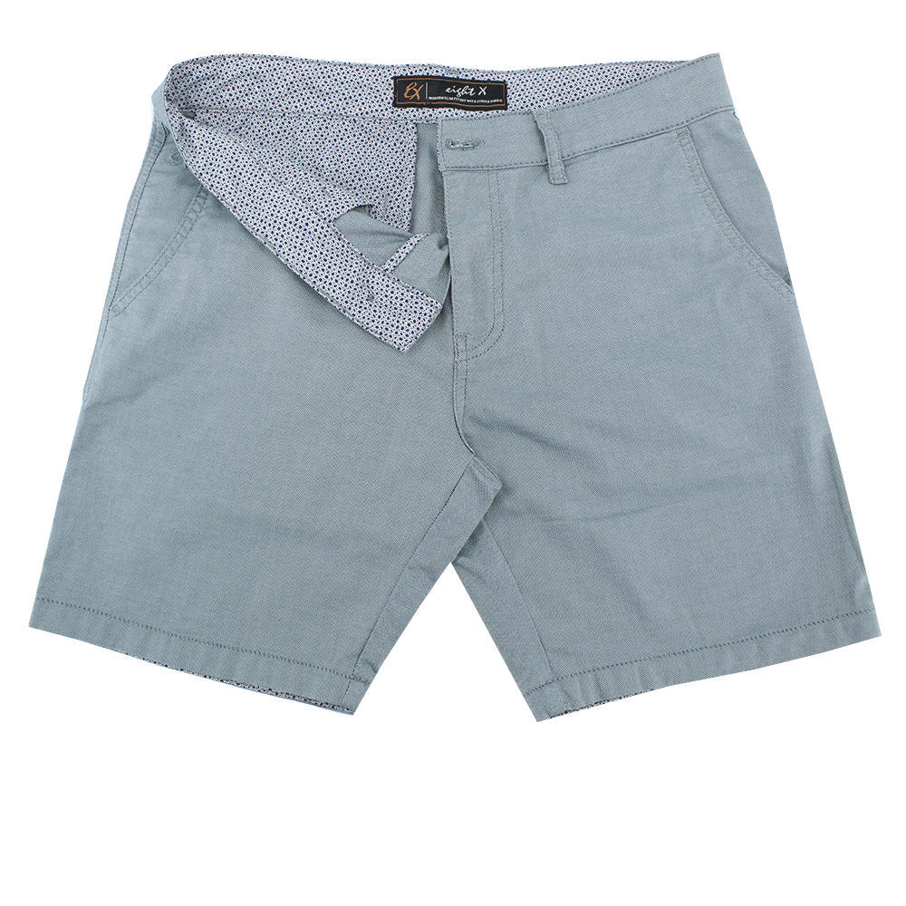Green Slim Fit Textured Shorts Shorts Eight-X