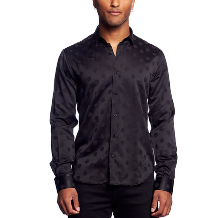 Skull Jacquard Button Down Shirt - Black Button Down Shirts Eight-X