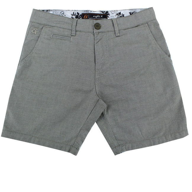 Olive Green Slim Fit Textured Shorts Shorts Eight-X