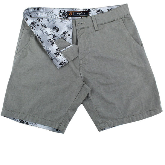Olive Green Slim Fit Textured Shorts Shorts Eight-X