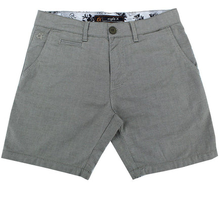 Olive Green Slim Fit Textured Shorts Shorts Eight-X