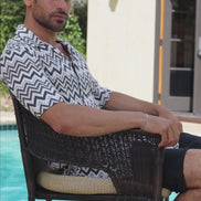 Motion Crochet Relaxed Fit Short Sleeve Shirt Button Down Shirts Eight-X