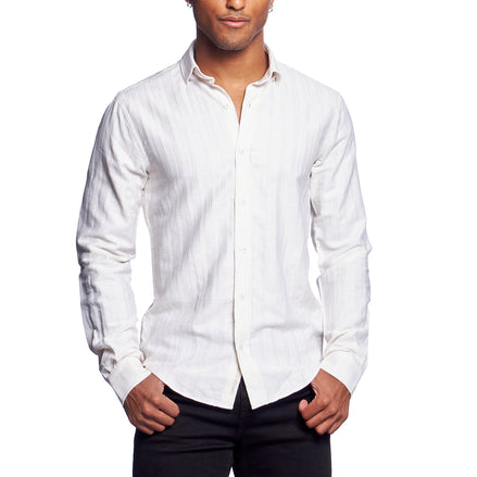 Royal Stitch Jacquard Button Down Shirt - Antique White Button Down Shirts Eight-X