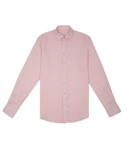 100% Linen Button Long Sleeve Button Down Shirt - Pink Eight-X
