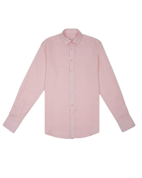 100% Linen Button Long Sleeve Button Down Shirt - Pink Eight-X