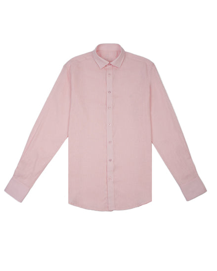 100% Linen Button Long Sleeve Button Down Shirt - Pink Eight-X