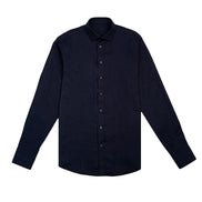 100% Linen Button Long Sleeve Button Down Shirt - Navy Eight-X