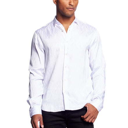 Hot Streak Jacquard Button Down Shirt - Silver Button Down Shirts Eight-X