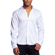 Skull Jacquard Button Down Shirt - White Button Down Shirts Eight-X