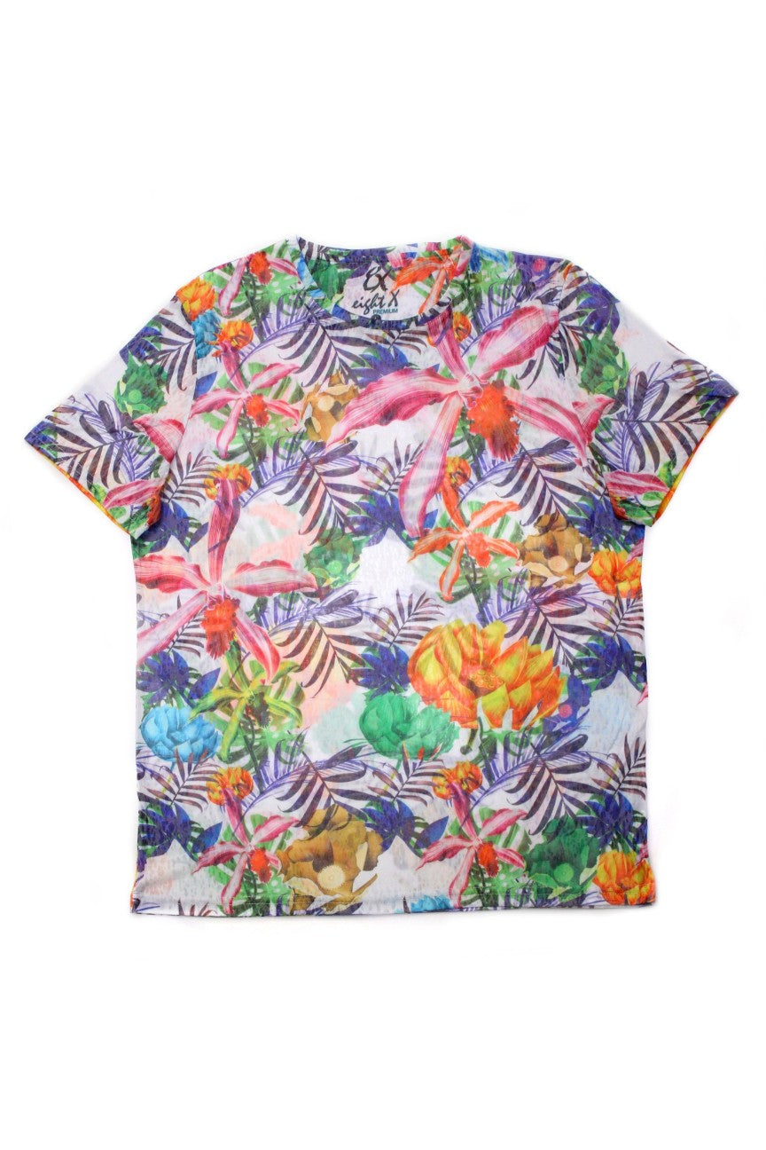 Multi Floral Print T-Shirt All Over Print T-Shirts EightX   