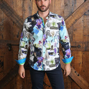 Natural Mystic Button Down Print Shirt Long Sleeve Button Down EightX   