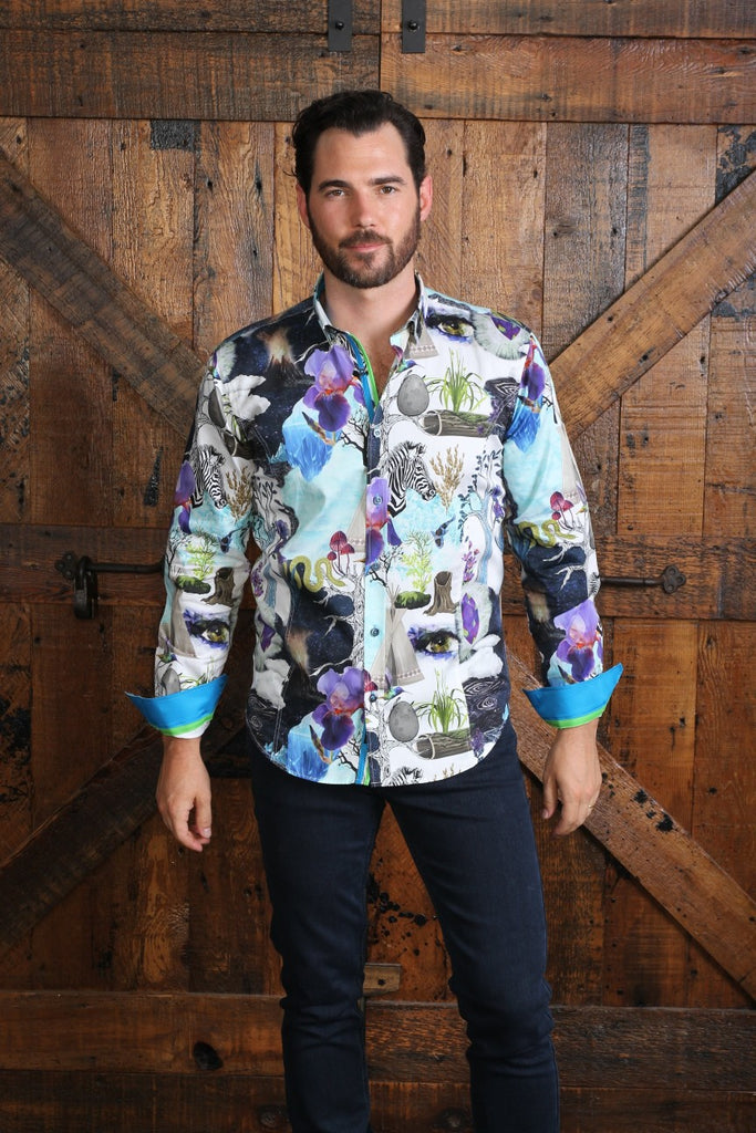 Natural Mystic Button Down Print Shirt Long Sleeve Button Down EightX   