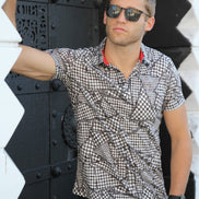 Black Geo Print Polo Shirt Polos EightX   