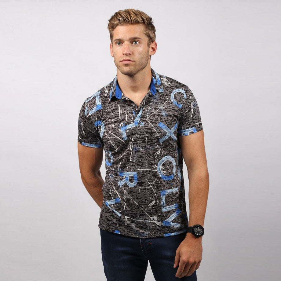BLUE PRINT POLO SHIRT – Eight-X