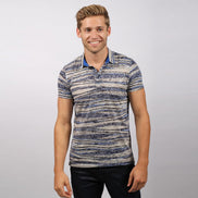 Blue Stripe Print Polo Shirt Polos EightX   