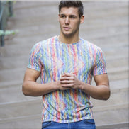 Multi Color ZigZag Stripe Print T-Shirt All Over Print T-Shirts EightX   