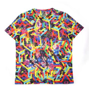 Multi Color Geo Lines Print T-Shirt All Over Print T-Shirts EightX   