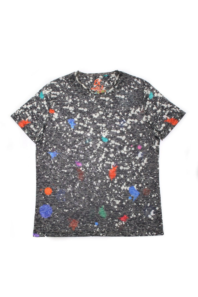 Black Paint Splash Print T-Shirt All Over Print T-Shirts EightX   