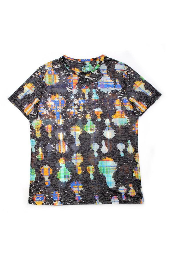 Black Print T-Shirt with Color All Over Print T-Shirts EightX   