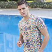 Multi Color Boom Print T-Shirt All Over Print T-Shirts EightX   