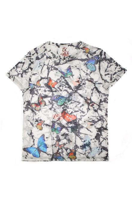 White Butterflies Print T-Shirt All Over Print T-Shirts EightX   