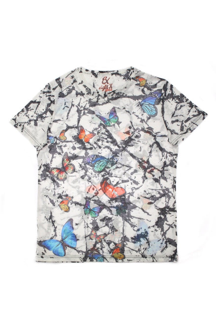 White Butterflies Print T-Shirt All Over Print T-Shirts EightX   