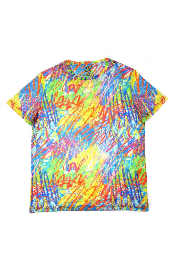 Multi Bright Colors Print T-Shirt All Over Print T-Shirts EightX   