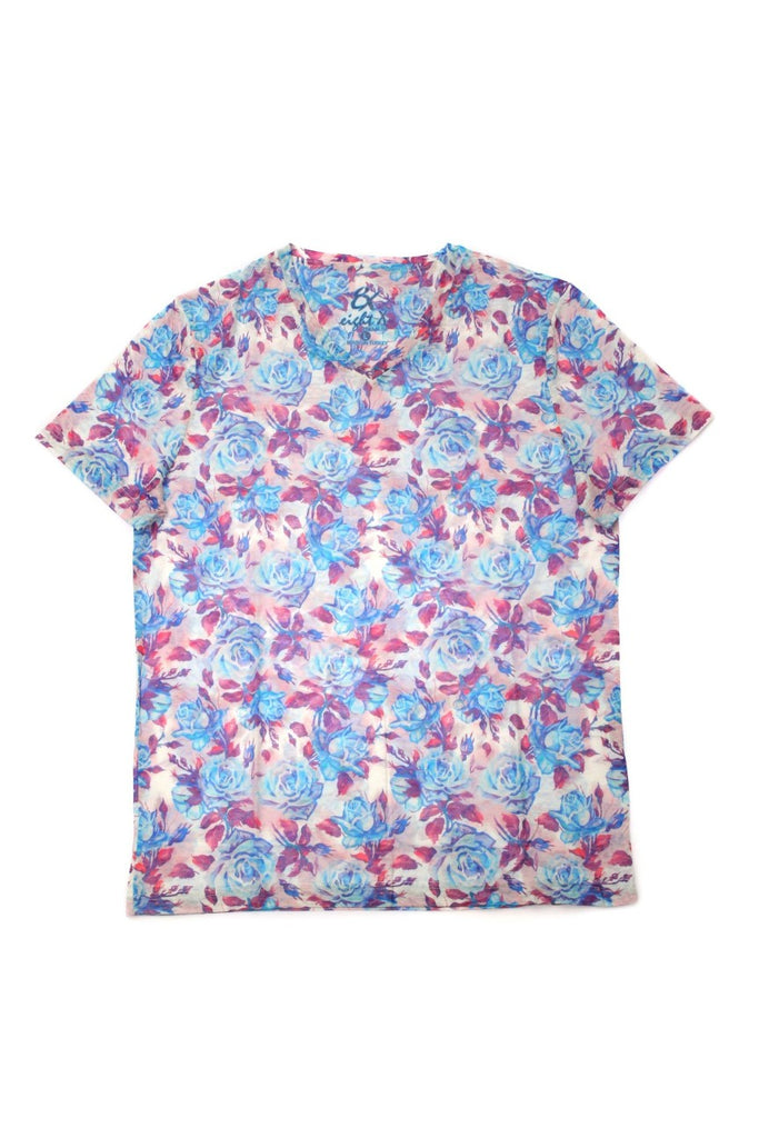 Light Floral Print V-Neck T-Shirt All Over Print T-Shirts EightX   