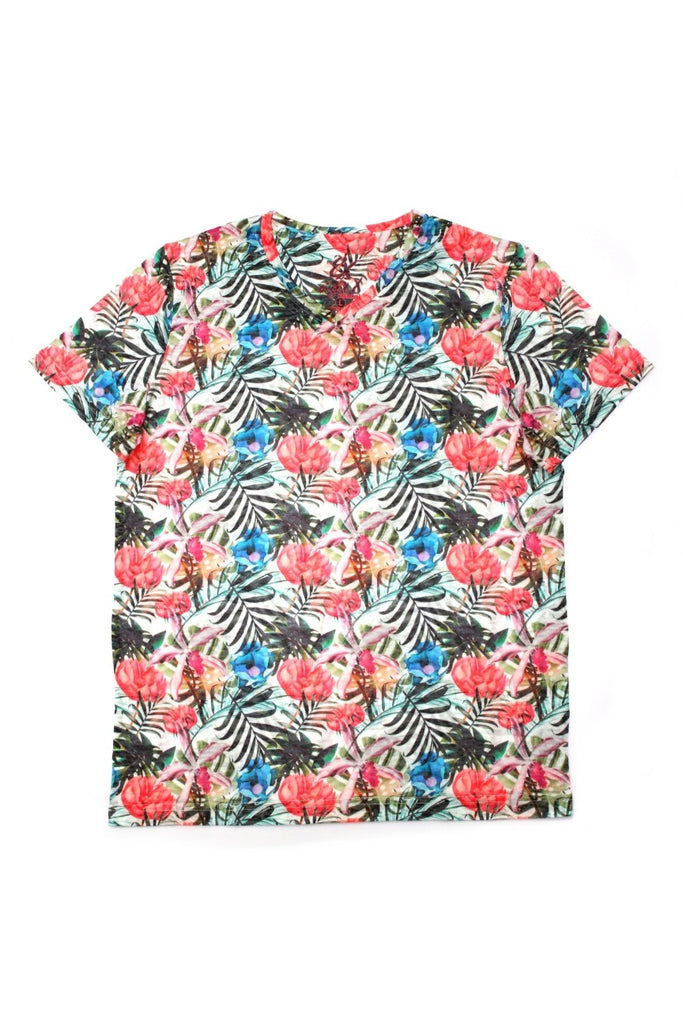 Pop Floral Print V-Neck T-Shirt All Over Print T-Shirts EightX   