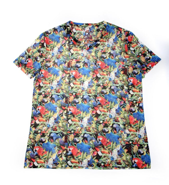 Tropical Parrot Print V-Neck T-Shirt All Over Print T-Shirts EightX   