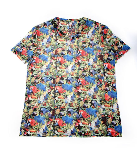 Tropical Parrot Print V-Neck T-Shirt All Over Print T-Shirts EightX   