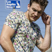 Floral Print V-Neck T-Shirt All Over Print T-Shirts EightX   