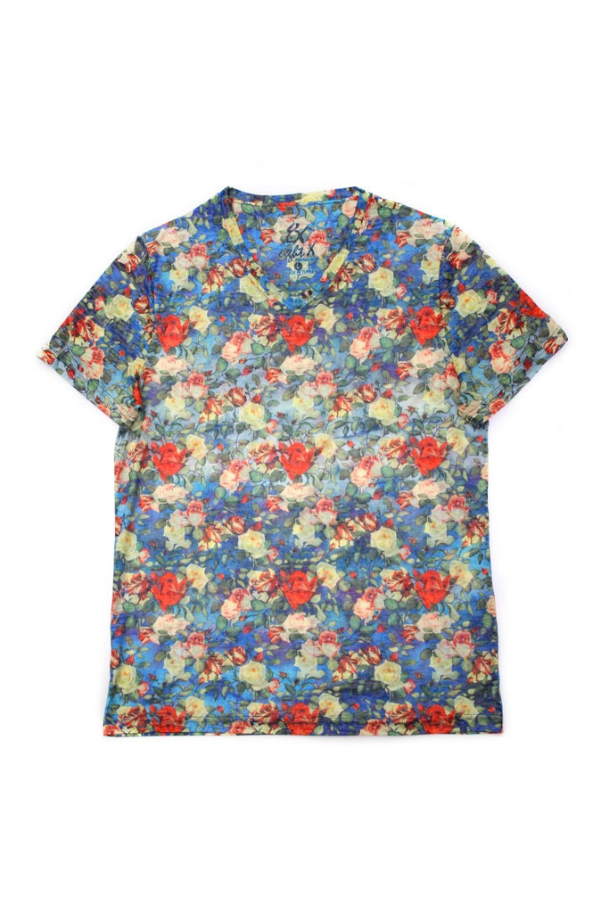 Multi Floral V-Neck T-Shirt All Over Print T-Shirts EightX   