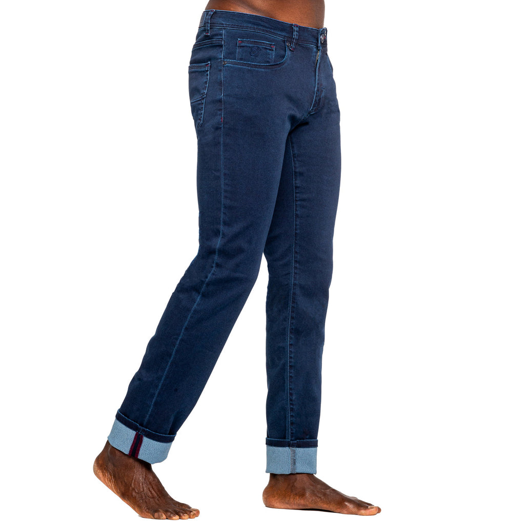 Navy Super Stretch Slim Fit Jeans - 32" Length Jeans Eight-X   