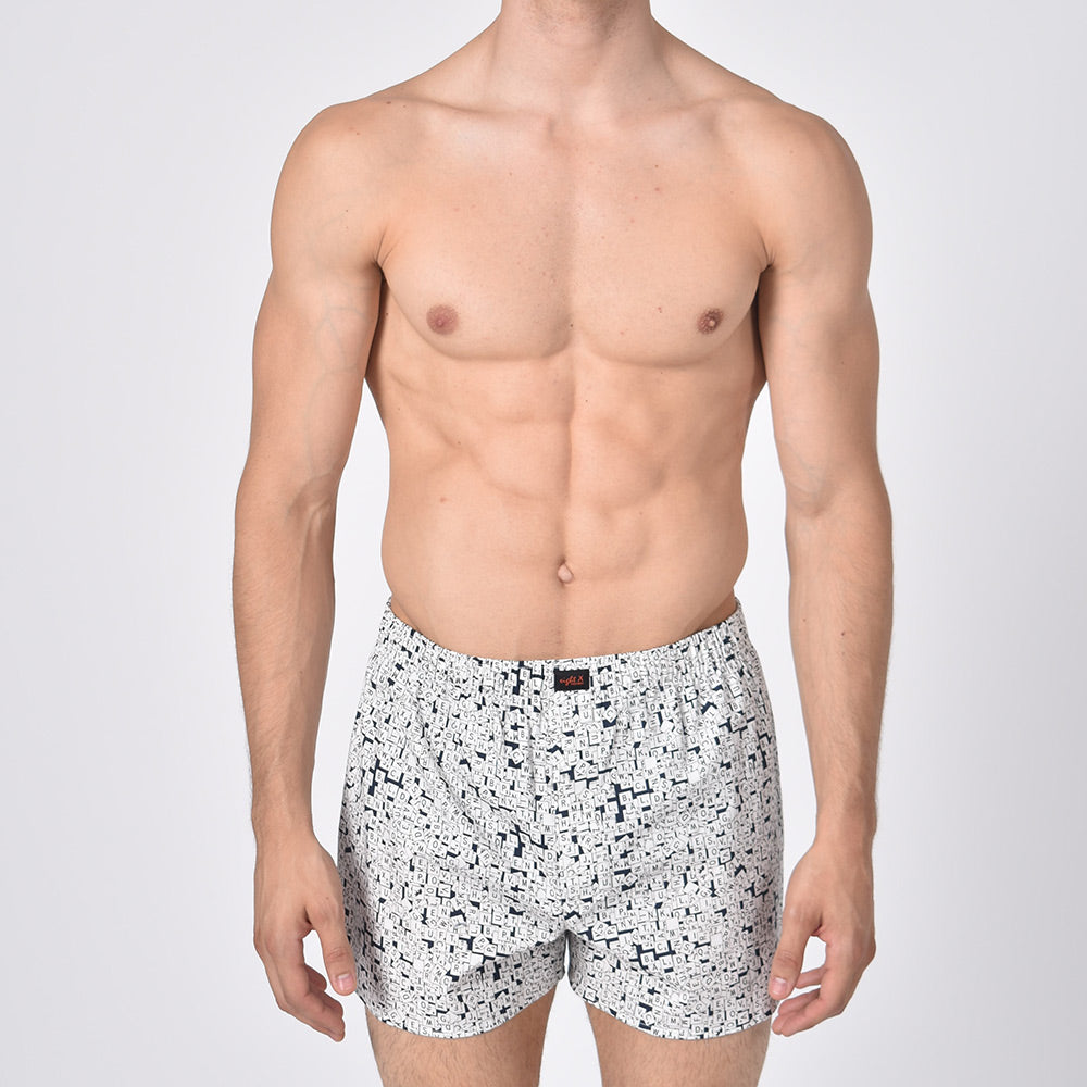 Scrabble Print White Boxers Boxers EightX   